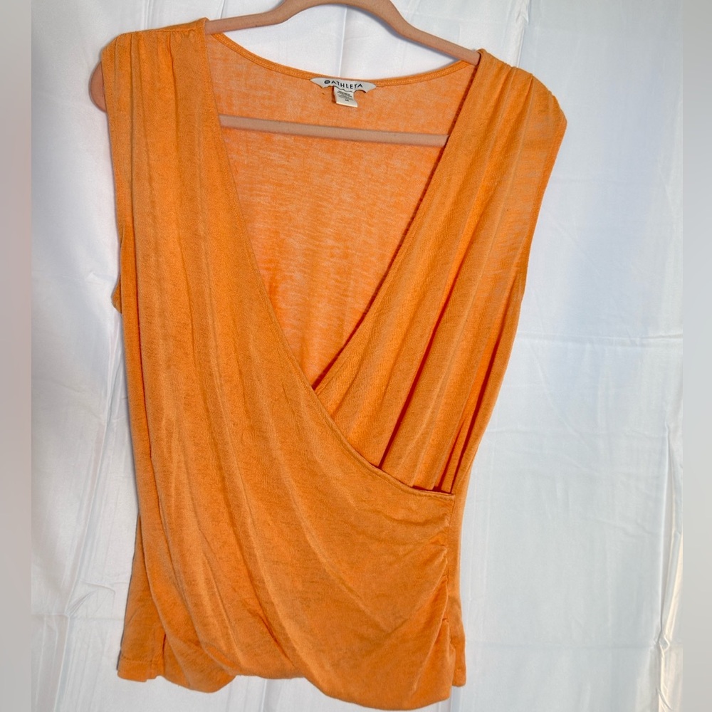 Athleta Breezy Peach V-Neck Draped Medium Tank Top